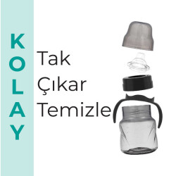 Mamajoo Kulplu Akıtmaz Alıştırma Bardağı, 160 ml, Siyah, 6 Ay+, 1 Adet - 6