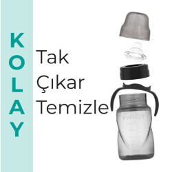 Mamajoo Kulplu Akıtmaz Alıştırma Bardağı, 270 ml, Siyah, 9 Ay+, 1 Adet - 6