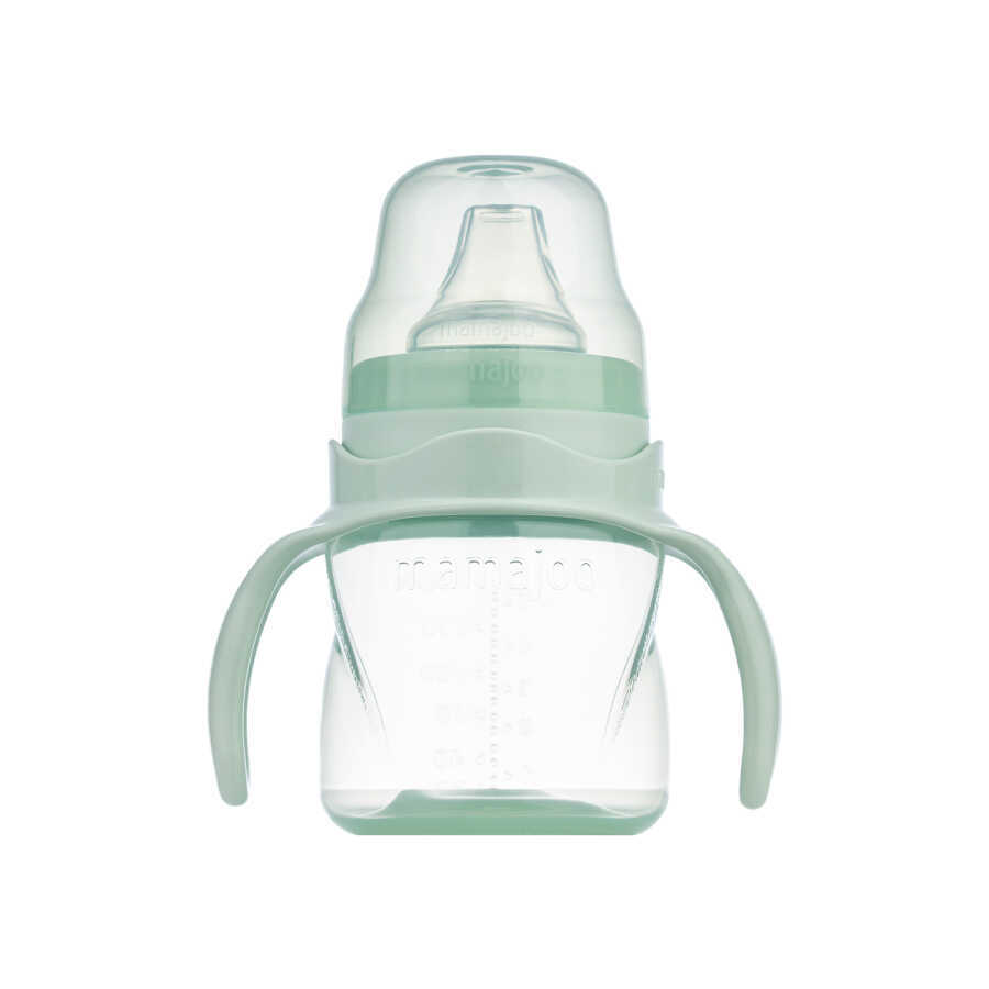 Mamajoo Kulplu Akıtmaz Alıştırma Bardağı, 160 ml, Powder Green, 6 Ay+, 1 Adet - Mamajoo