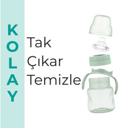 Mamajoo Kulplu Akıtmaz Alıştırma Bardağı, 160 ml, Powder Green, 6 Ay+, 1 Adet - 6