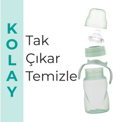 Mamajoo Kulplu Akıtmaz Alıştırma Bardağı, 270 ml, Powder Green, 9 Ay+, 1 Adet - 6