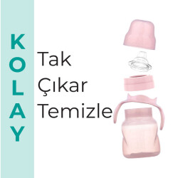 Mamajoo Kulplu Akıtmaz Alıştırma Bardağı, 160 ml, Powder Pink, 6 Ay+, 1 Adet - 6