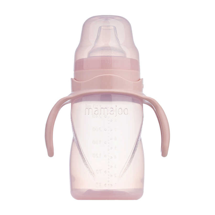 Mamajoo Kulplu Akıtmaz Alıştırma Bardağı, 270 ml, Powder Pink, 9 Ay+, 1 Adet - Mamajoo