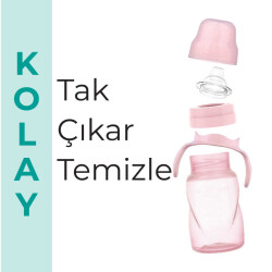 Mamajoo Kulplu Akıtmaz Alıştırma Bardağı, 270 ml, Powder Pink, 9 Ay+, 1 Adet - 6