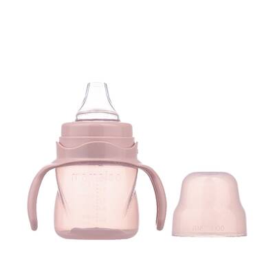 Mamajoo Kulplu Eğitici Bardak 160 ml & İkili Beslenme Kaşığı / Powder Pink