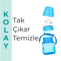 Mamajoo Kulplu Akıtmaz Alıştırma Bardağı, 160 ml, Mavi, 6 Ay+, 1 Adet - 6