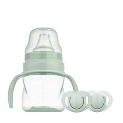 Mamajoo - Mamajoo Non Spill Training Cup Powder Green 160ml with Handle & Orthodontic Design Soother Powder Green with Sterilization&Storage Box 6+ months