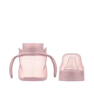 Mamajoo Kulplu Eğitici Bardak 160ml & Silver Biberon 250ml / Powder Pink