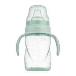 Mamajoo Kulplu Eğitici Bardak 270 ml & İkili Beslenme Kaşığı / Powder Green - 3