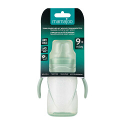 Mamajoo Kulplu Eğitici Bardak 270 ml & İkili Beslenme Kaşığı / Powder Green - 10
