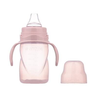 Mamajoo Kulplu Eğitici Bardak 270 ml & İkili Beslenme Kaşığı / Powder Pink