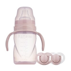 Mamajoo - Mamajoo Non Spill Training Cup Powder Pink 270ml with Handle & Orthodontic Design Soother Powder Pink with Sterilization&Storage Box 12+ months