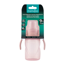 Mamajoo Kulplu Eğitici Bardak 270 ml & Yedek İkili Biberon Emziği XL No.4 Powder Pink - Thumbnail