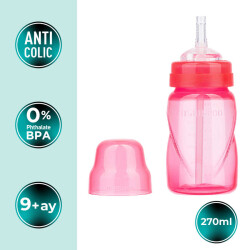 Mamajoo Leak-Proof Anti-Colic Straw Cup, 270 ml, Pink, 12 Mo+ - 2