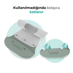 Mamajoo Silikon & Kumaş Katlanır Mama Önlüğü | 2-in-1 Powder Green - 8
