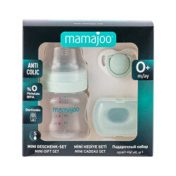 Mamajoo Yenidoğan Bebek Seti | Anti-Kolik Biberon 150 ml Yeşil, Ortodontik Emzik & Saklama Kutusu, 3lü Set - Mamajoo