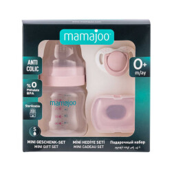 Mamajoo Yenidoğan Bebek Seti | Anti-Kolik Biberon 150 ml Pembe, Ortodontik Emzik & Saklama Kutusu, 3lü Set - Mamajoo