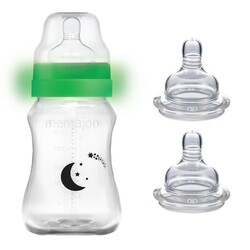 Mamajoo - Mamajoo Nacht&Tag Babyflasche 270 ml & Anti-Kolik-Flaschensauger mit Aufbewahrungsbox / 0+ Monate, klein, 2er-Pack