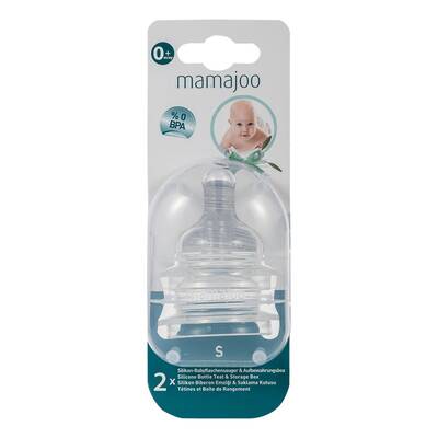 Mamajoo Nacht&Tag Babyflasche 270 ml & Anti-Kolik-Flaschensauger mit Aufbewahrungsbox / 0+ Monate, klein, 2er-Pack