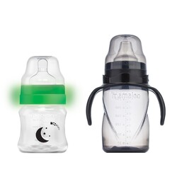 Mamajoo Night&Day Feeding Bottle 160 ml & Non Spill Training Cup Black 270ml with Handle - Thumbnail