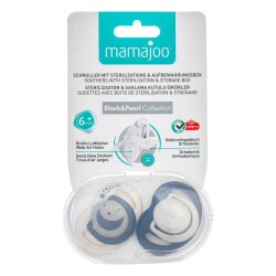 Mamajoo Night & Day Feeding Bottle 270 ml & Orthodontic Design Soothers Black & Pearl with Sterilization & Storage Box / Night & Day 6+ month - 9