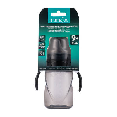 Mamajoo Non Spill Training Cup Black 270ml with Handle & Anticolic Soft Spout 2-pack & Storage Box