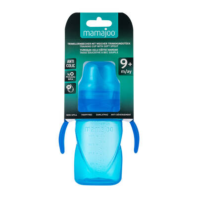 Mamajoo Non Spill Training Cup Blue 270ml with Handle & Anticolic Soft Spout 2-pack & Storage Box