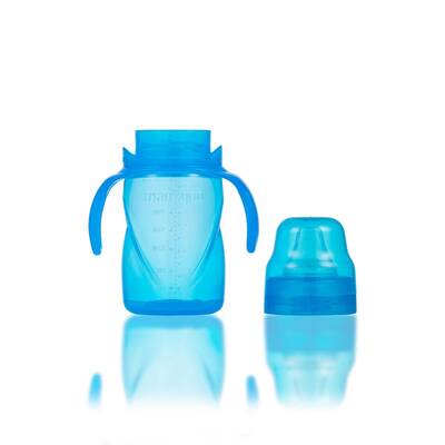 Mamajoo Non Spill Training Cup Blue 270ml with Handle & Design Spoon & Fork Set Elephant