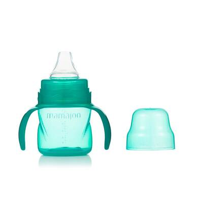 Mamajoo Non Spill Training Cup Green 160ml with Handle & Twin Feeding Spoons Green & Storage Box