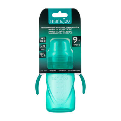 Mamajoo Non Spill Training Cup Green 270ml with Handle & Anticolic Soft Spout 2-pack & Storage Box