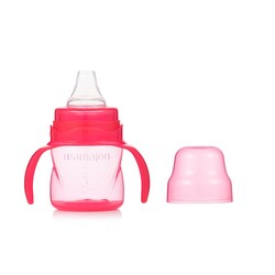 Mamajoo Non Spill Training Cup Pink 160ml with Handle & Twin Feeding Spoons Pink & Storage Box - Thumbnail
