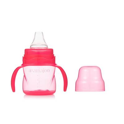 Mamajoo Non Spill Training Cup Pink 160ml with Handle & Twin Feeding Spoons Pink & Storage Box