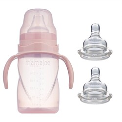 Mamajoo Non Spill Training Cup Pink 270ml with Handle & Anticolic Bottle Teat Thicker Flow & Storage Box - Thumbnail