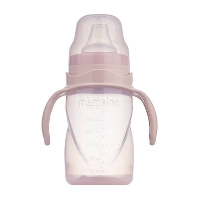 Mamajoo Non Spill Training Cup Pink 270ml with Handle & Anticolic Bottle Teat Thicker Flow & Storage Box