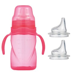 Mamajoo - Mamajoo Non Spill Training Cup Pink 270ml with Handle & Anticolic Soft Spout 2-pack & Storage Box
