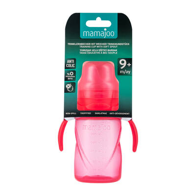 Mamajoo Non Spill Training Cup Pink 270ml with Handle & Anticolic Soft Spout 2-pack & Storage Box