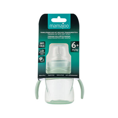 Mamajoo Non Spill Training Cup Powder Green 160ml with Handle & Orthodontic Design Soother Powder Green with Sterilization&Storage Box 6+ months