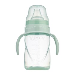 Mamajoo Non Spill Training Cup Powder Green 270ml with Handle & Twin Feeding Spoons Powder Green & Storage Box - Thumbnail