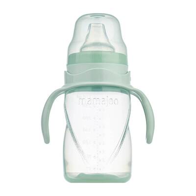 Mamajoo Non Spill Training Cup Powder Green 270ml with Handle & Twin Feeding Spoons Powder Green & Storage Box