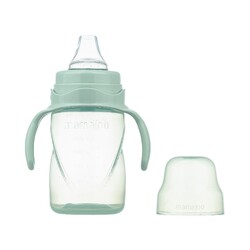 Mamajoo Non Spill Training Cup Powder Green 270ml with Handle & Twin Feeding Spoons Powder Green & Storage Box - Thumbnail