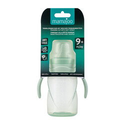 Mamajoo Non Spill Training Cup Powder Green 270ml with Handle & Twin Feeding Spoons Powder Green & Storage Box - Thumbnail