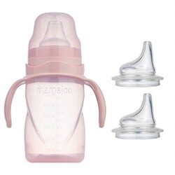 Mamajoo - Mamajoo Non Spill Training Cup Powder Pink 270ml with Handle & Anticolic Soft Spout 2-pack & Storage Box