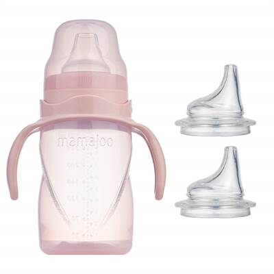 Mamajoo Non Spill Training Cup Powder Pink 270ml with Handle & Anticolic Soft Spout 2-pack & Storage Box