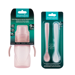 Mamajoo Non Spill Training Cup Powder Pink 270ml with Handle & Twin Feeding Spoons Powder Pink & Storage Box - 11