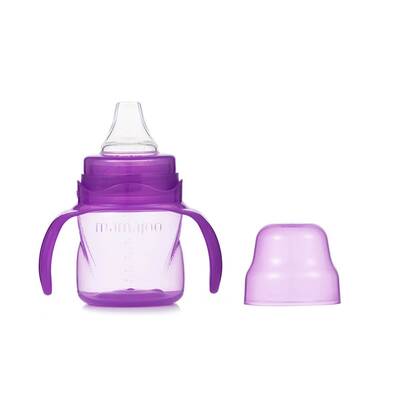Mamajoo Non Spill Training Cup Blue Purple 160ml with Handle & Twin Feeding Spoons Purple & Storage Box