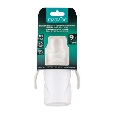 Mamajoo Non Spill Training Cup White 270ml with Handle & Anticolic Soft Spout 2-pack & Storage Box