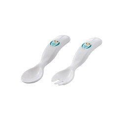 Mamajoo Non Spill Training Cup White 270ml with Handle & Design Spoon & Fork Set Owl - Thumbnail