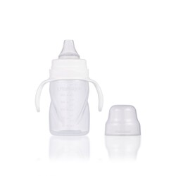 Mamajoo Non Spill Transparent Training Cup with Handle 270 ml & Twin Feeding Spoons White & Storage Box - Thumbnail