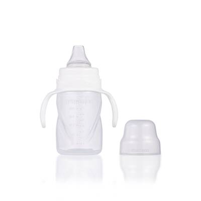Mamajoo Non Spill Transparent Training Cup with Handle 270 ml & Twin Feeding Spoons White & Storage Box