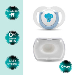 Mamajoo Orthodontic Design Soother Elephant & Blue with Storage Box / 0+ Months - 2